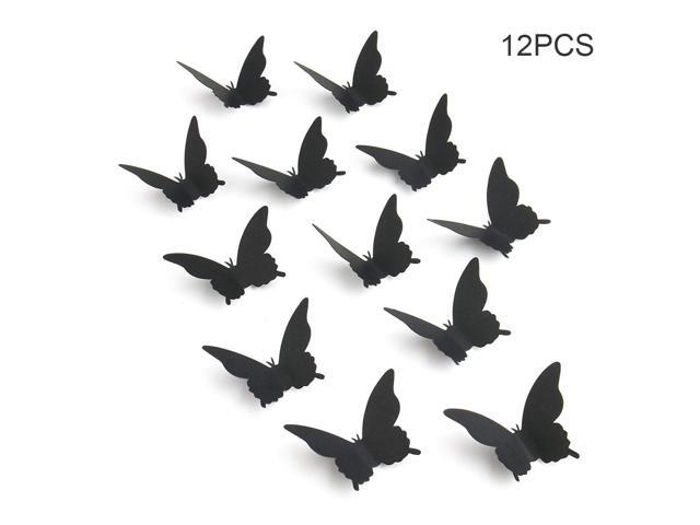 Mural Simulation 3D Butterfly Stereoscopic Hot Fashion Style Curtain Wall Sticker Living Room Home Decoration Pure Color Butterfly 12 Pieces
