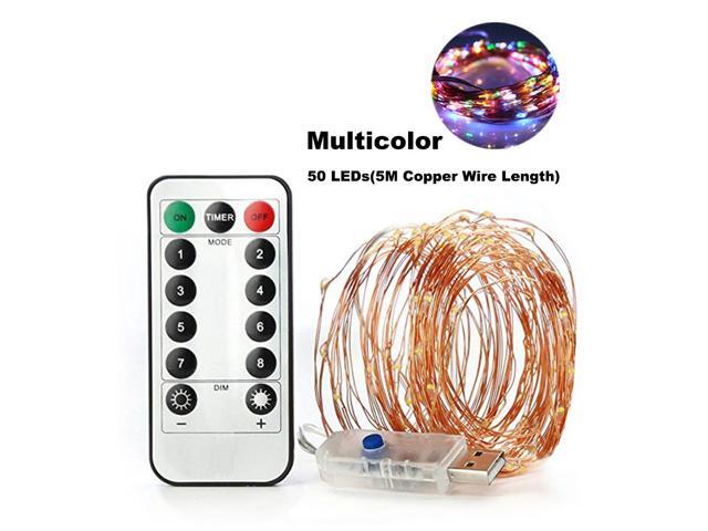 50 LEDs Fairy String Lights 5M/164ft USB Copper Wire Lamp Christmas Lights 8 Lighting Modes with Remote Control for Christmas Halloween Wedding