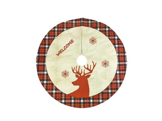 Christmas Tree Skirt Deer Pattern Xmas Tree Mat 117CM Christmas Ornament Decoration Festival Gift for Family