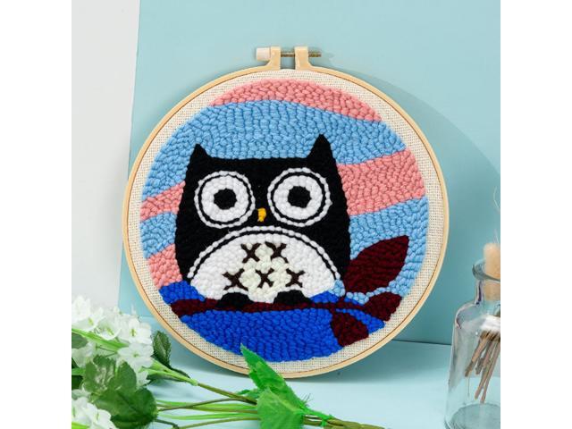 Punch Needle Starter Kits DIY Handcraft Embroidery Set Hoop Yarn Rug for Wall Home Decor
