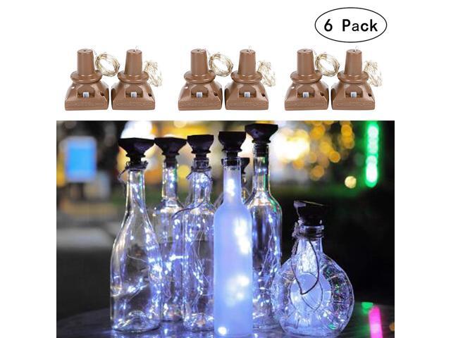 Solar Powered Wine Bottle Lights 6 Packs of 20 LED Waterproof Square Cork Lights Fairy Lights Birthday Party Christmas Outdoor Holiday Garden