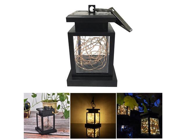 Hanging Solar Lights Outdoor Solar Powered Waterproof Landscape Lanterns with Retro Design for Patio Yard Garden and Pathway Decoration (Warm Light)