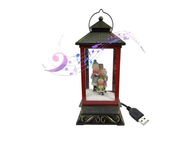 Christmas Musical Snow Lantern USB Plug in & Battery Operated LEDs Fairy Lights Lamp Santa Claus Shaped Hanging Lighting with 3 Songs for Christmas