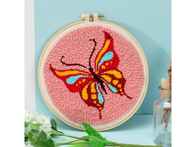Punch Needle Starter Kits DIY Handcraft Embroidery Set Hoop Yarn Rug for Wall Home Decor