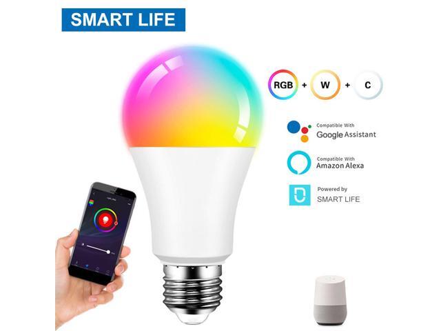 Smart WiFi Light Bulb RGBCW Color Changing A21 E27 Bulb Smart Life APP Control 10W 1000LM 70mm Bulb No hub Required Compatible with Alexa and