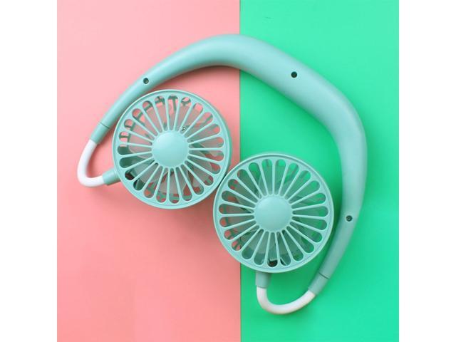 Portable Hanging Neck Fans Hands-Free Air Cooler USB Rechargeable 3 Speed Adjustable Colorful Light Fan