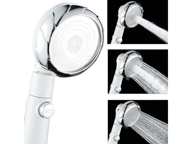 3 Spray Settings Shower Head with ON/Off Pause Switch Water Saving High Pressure Handheld Showerhead G1/2 Adjustable Bathroom Shower Head Bath