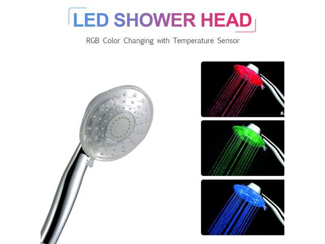 LED Hand Shower LED Shower Head Automatically RGB Color-Changing Temperature Sensor Showerhead for Bathroom