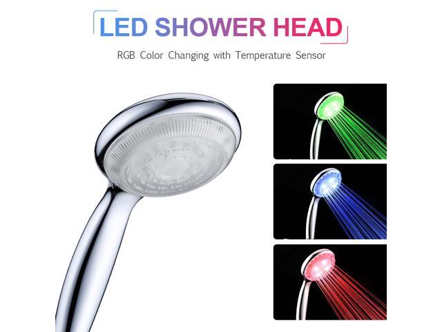 LED Hand Shower LED Shower Head Automatically RGB Color-Changing Temperature Sensor Showerhead for Bathroom