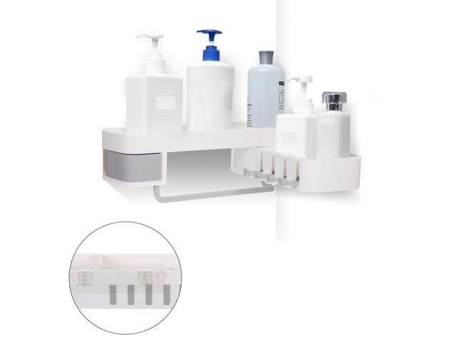 Storage Shelf Floating Shelf Wall-mounted Bathroom Shelves Adhesive Plastic Caddy Bathroom Organizer Basket for Bathroom Kitchen Home Decor
