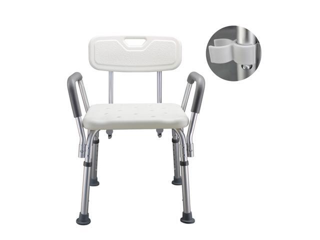 Bathroom Shower Bench with Back & Arms Adjustable Height Shower Tub Stool Lightweight Bath Shower Seat Bathroom Safety Anti-slip Shower Chair for