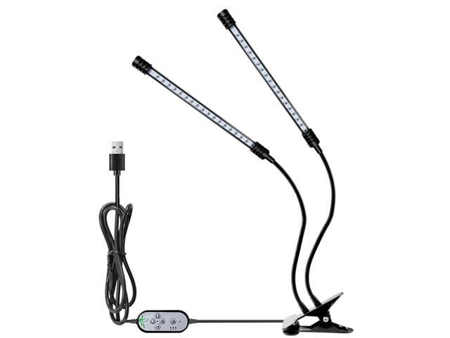 USB Plant Grow Light Red & Blue Full Spectrum Lighting Angle Adjustable Desktop Clamp Growing Lamp for Indoor Plants 5 Dimmable Levels 4/8/12H Timer