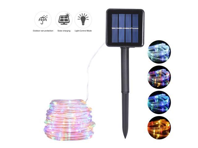 Energy Saving Solar Tube String Light 12M 100 Lamp Bead 8 Functions Transparent Pipe Copper Wire Outdoor Waterproof Decoration String Light