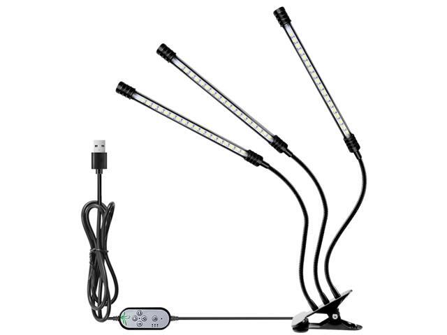 USB Plant Grow Light Sunlight White Full Spectrum Lighting Angle Adjustable Desktop Clamp Growing Lamp for Indoor Plants 5 Dimmable Levels 4/8/12H