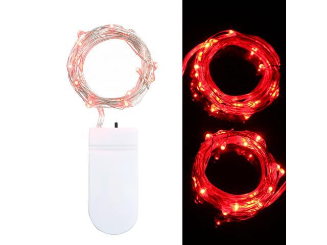 1M/33FT 10 LED Fairy Starry Copper Wire String Battery Operated Powered IP65 Water Resistance Extra Flexible Bendable Light Strip for Holiday