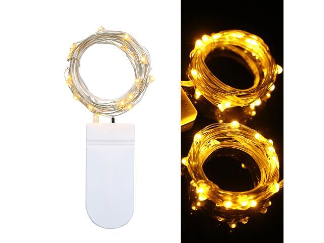 1M/33FT 10 LED Fairy Starry Copper Wire String Battery Operated Powered IP65 Water Resistance Extra Flexible Bendable Light Strip for Holiday