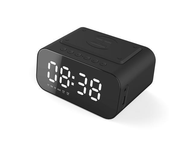 KKmoon BT Speaker LED Digital Clock Multifunctional Sound Box Wireless Charger Desk Clock FM Radio Wireless Charging Device Alarm Clock for Home
