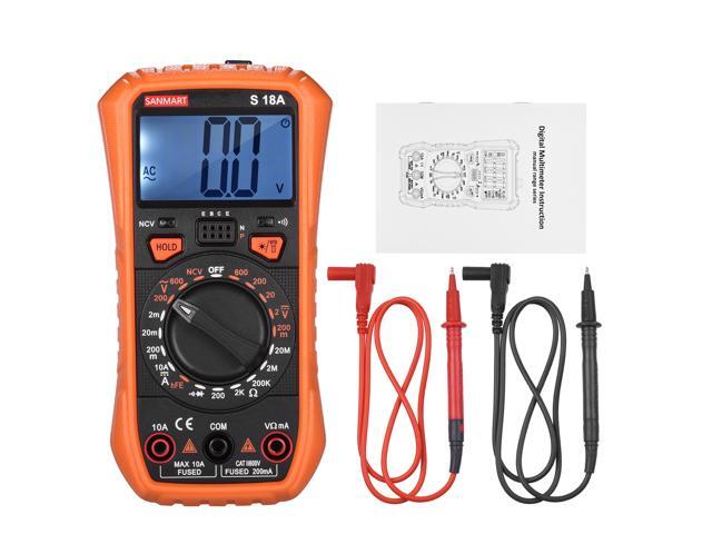 Mini Handheld Digital Multimeter 2000 Counts Manual Range True RMS Universal Tester Multi-functional Measuring DCV ACV DCA Resistance Diodes and