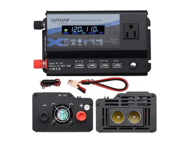 Intelligent Car Inverter 4 USB Output Ports Modified Sine-wave Converter with LCD Display