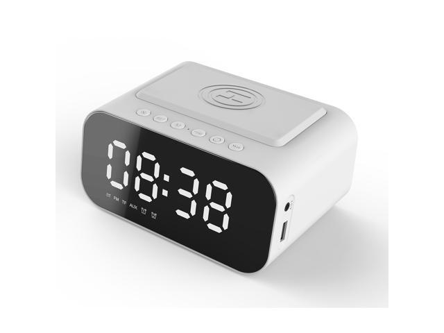 KKmoon BT Speaker LED Digital Clock Multifunctional Sound Box Wireless Charger Desk Clock FM Radio Wireless Charging Device Alarm Clock for Home