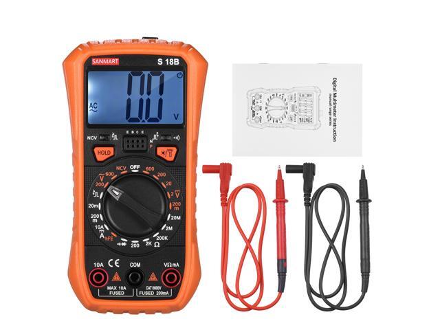 Mini Handheld Digital Multimeter 2000 Counts Manual Range True RMS Universal Tester Multi-functional Measuring DCV ACV DCA Resistance Diodes and