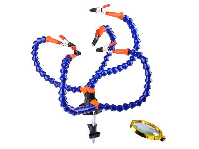 Helping Hands Soldering Station Table Clamp Soldering Station PCB Holder With Magnifier 5 Flexible Arms for RC Drone Car Models Soldering