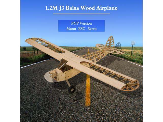 Dancing Wings Hobby S0804 Balsa Wood RC Airplane 12M Paper Cub J-3 Remote Control Aircraft PNP Version with Motor ESC Servo Propeller DIY Flying
