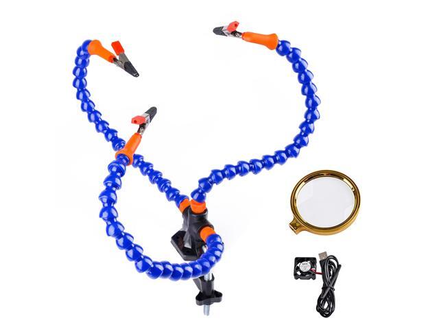 Helping Hands Soldering Station Table Clamp Soldering Station PCB Holder With Cooling Fun Magnifier 3 Flexible Arms for RC Models Soldering