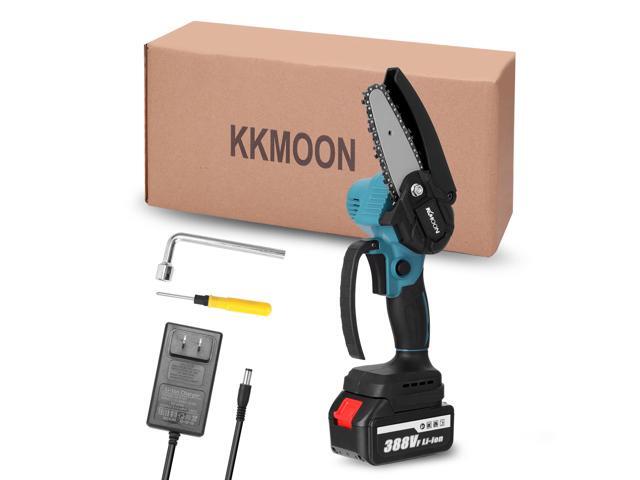 KKmoon 21V 4inch Portable Electric Pruning-Saw 388VF Small Wood Spliting Chainsaw Brush Motor One-handed Woodworking Tool for Garden Orchard