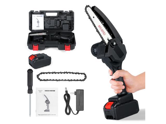 KKmoon Mini Chainsaw Handheld Cordless Chainsaw 6-Inch 21V Electric Chainsaws One-Handed Portable Chainsaw for Garden Tree Logging Trimming Bush