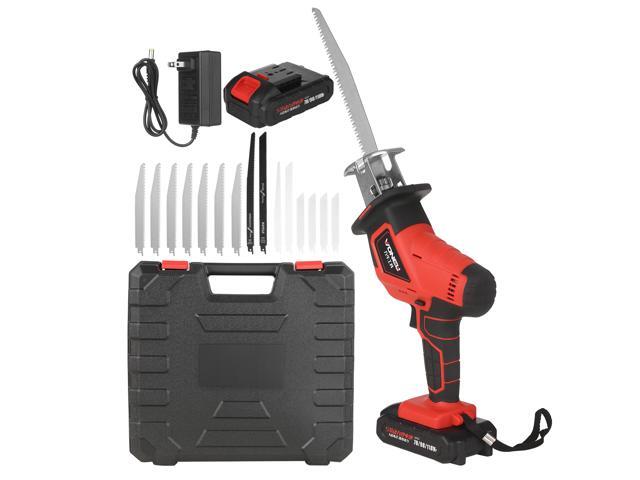 KKmoon Compact Cordless Reciprocating Saw Electric 21V Versatile Reciprocating Saw Portable Handheld High Power Cutting Tool for Wood / PVC / Metal