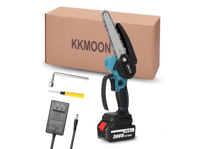 KKmoon 21V 6inch Portable Electric Pruning-Saw 388VF Small Wood Spliting Chainsaw Brush Motor One-handed Woodworking Tool for Garden Orchard