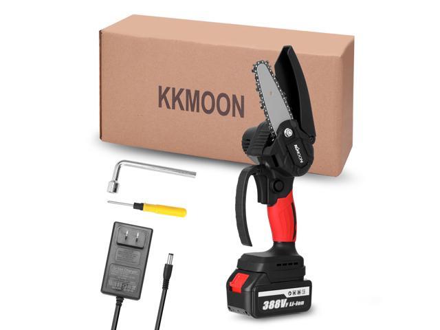 KKmoon 21V 4inch Portable Electric Pruning-Saw 388VF Small Wood Spliting Chainsaw Brush Motor One-handed Woodworking Tool for Garden Orchard