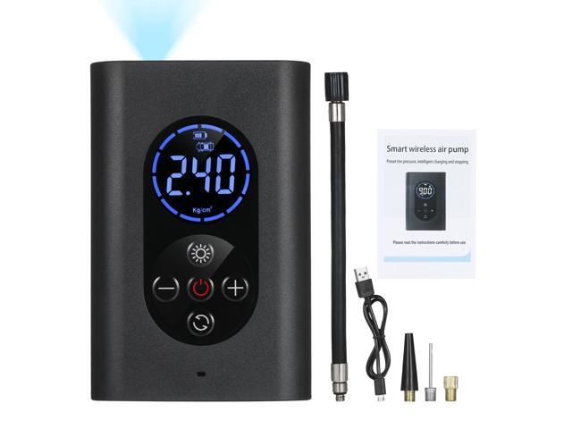 KKmoon Tire Inflator Portable Air Compressor 150PSI Electric Air Pump with Pressure Gauge LED Light 4000mAh USB Rechargeable Power Bank Auto Shut