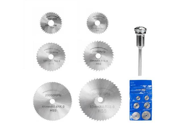 7pcs HSS Circular Saw Knife Rotary Cutting Tools Kit Set with 1/8-inch Shank for Cutting Timber and Plastic
