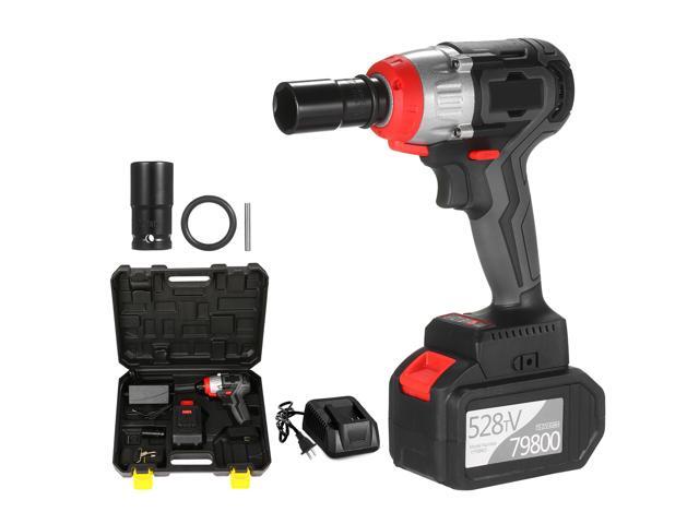 Cordless Impact Wrench 980Nm Torque Brushless Motor with 1/2 and 5/16 Inch Quick Chuck 60A Fast Charger Variable Speed Multifunction Impact Kit