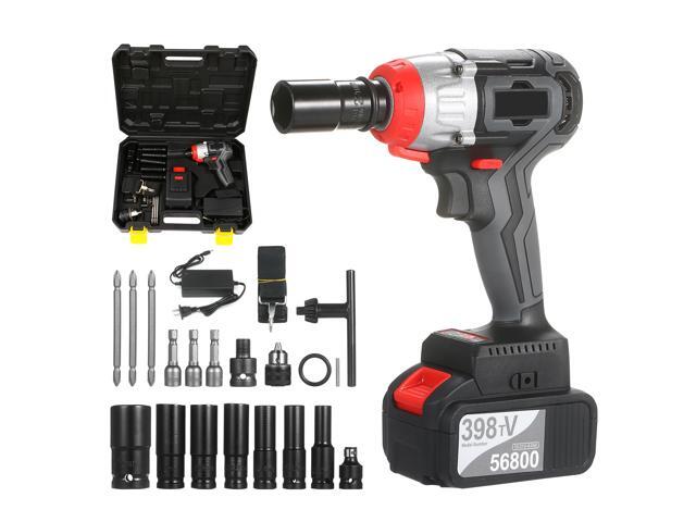 Cordless Impact Wrench Kit Brushless Drill 1/2 & 1/4 Inch Quick Chuck 980Nm Torque Fast Charger 40A Battery Variable Speed Multifunction Impact