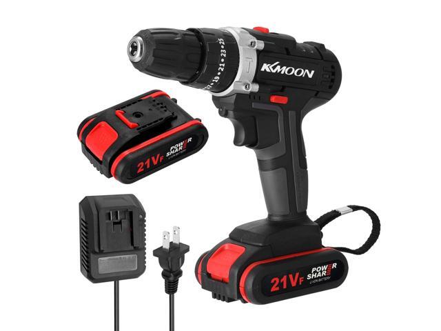 21V Household Multifuctional Electric Drill Mini Screwdriver Rotation Ways Speeds Torques Adjustable with Two Batteries