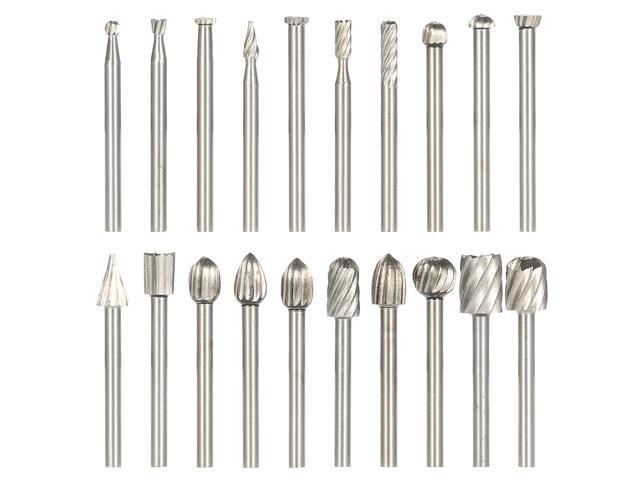 20PCS 3mm Shank HSS CNC Rotary Burrs Set Tools File Milling Cutter Engraving Bits for Drilling Woodwork Electric Grinding Accessories
