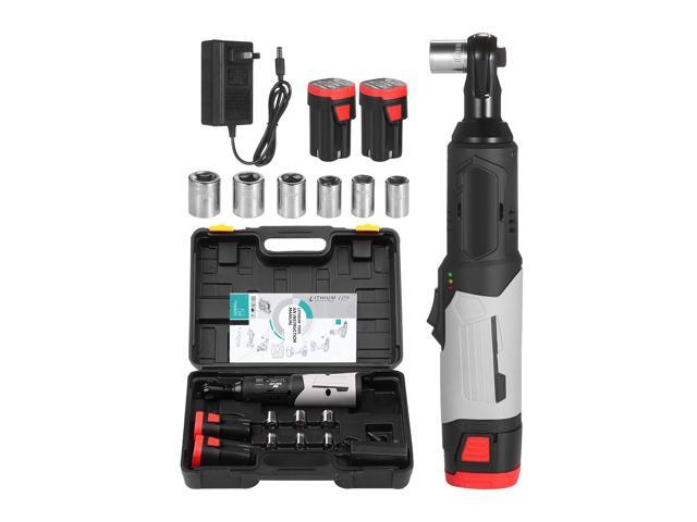 Cordless Electric Ratchet Wrench 3/8inch 80NM 240RPM 18V Power Ratchet Wrench Kit with 2 Pack 60Ah Lithium-Ion Battery and a Fast Charger 6pcs