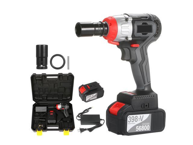 Cordless Impact Wrench 980Nm Torque Brushless Motor with 1/2 and 5/16 Inch Quick Chuck 2x40A Fast Charger Variable Speed Multifunction Impact Kit