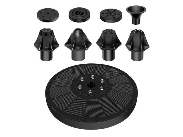 KKmoon Solar Fountain Pump 3W Solar Powered Outdoor Bird Bath Fountain 7 Spray Patterns Water Pump with LED Lights Battery Backup for Garden Pond
