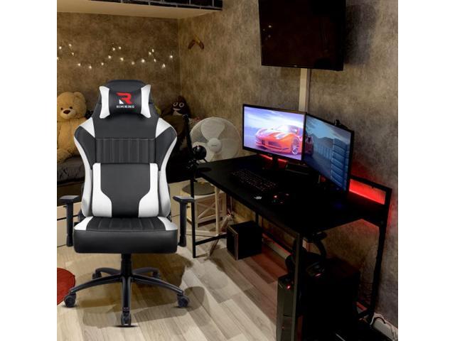 High Back Gaming Chair- Big Tall Ergonomic Adjustable Tilt Angle and 2D Arms Racing Executive Computer Desk Office Chair Rocking Metal Base Wide