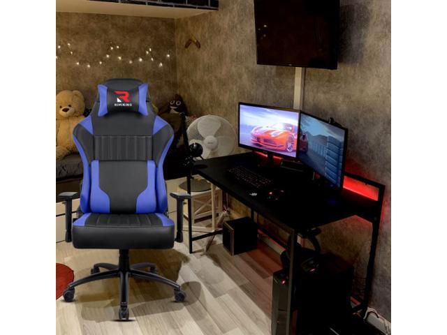 High Back Gaming Chair- Big Tall Ergonomic Adjustable Tilt Angle and 2D Arms Racing Executive Computer Desk Office Chair Rocking Metal Base Wide