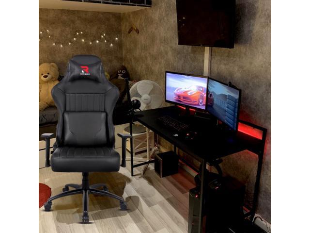 High Back Gaming Chair- Big Tall Ergonomic Adjustable Tilt Angle and 2D Arms Racing Executive Computer Desk Office Chair Rocking Metal Base Wide