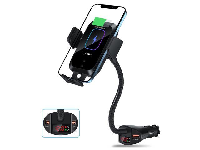 WALOTAR Car Cigarette Lighter Wireless Charger- Phone Holder Mount Automatic Infrared Smart Sensing 15W Qi Fast Wireless Charging Cradle for Cell