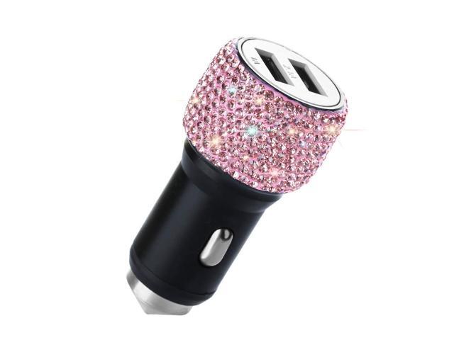 Dual USB Car Charger SAVORI Car Adapter Bling Bling Rhinestones Crystal Car Decorations for Fast Charging Car Decors for iPhone Xs Max X Plus iPad