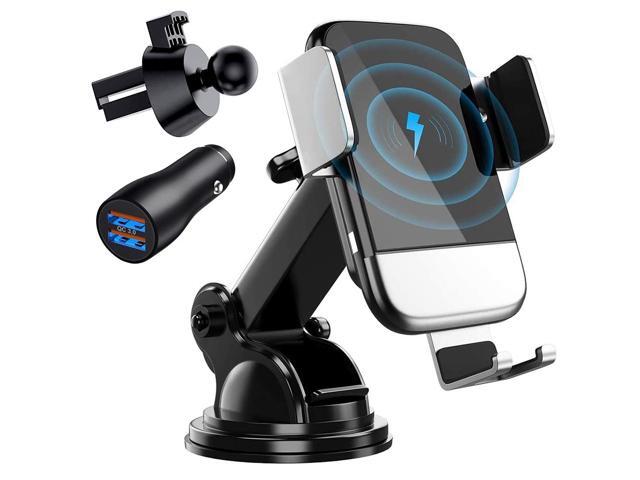 Wireless Car Charger CTYBB Qi Auto-Clamping Air Vent Dashboard Car Phone Holder & QC30 Car Charger 10W Compatible for Galaxy S10/S10+/S9
