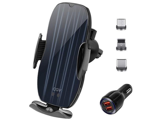 Wireless Car Charger Auto-Clamping Car Mount Air Vent Phone Holder & QC30 Car Charger 10W/75W/5W Compatible with Galaxy S10/S10+/S9 Charging for