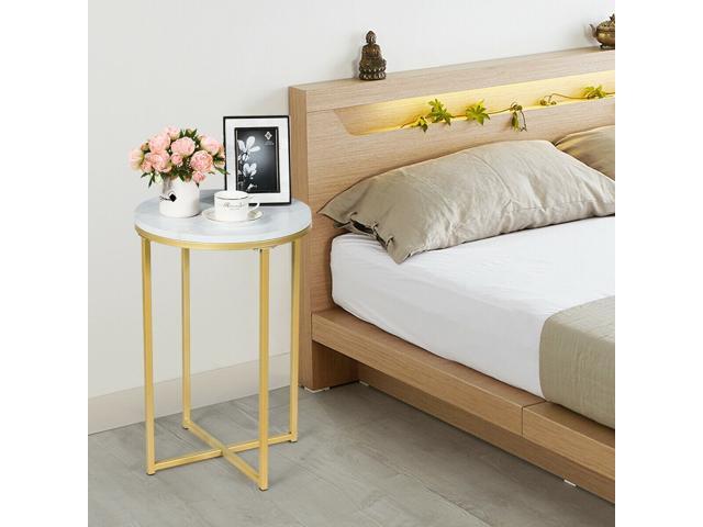 X-Shaped Marble Top Small Round Side Table End Table